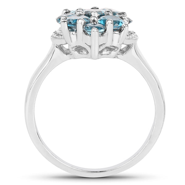 2.16 Carat Genuine London Blue Topaz .925 Sterling Silver Ring
