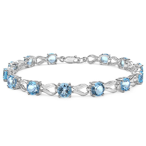 14.30 Carat Genuine Blue Topaz .925 Sterling Silver Bracelet