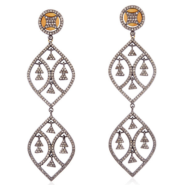 Pave Diamond 14k Gold 925 Sterling Silver Dangle Earrings Fashion Jewelry