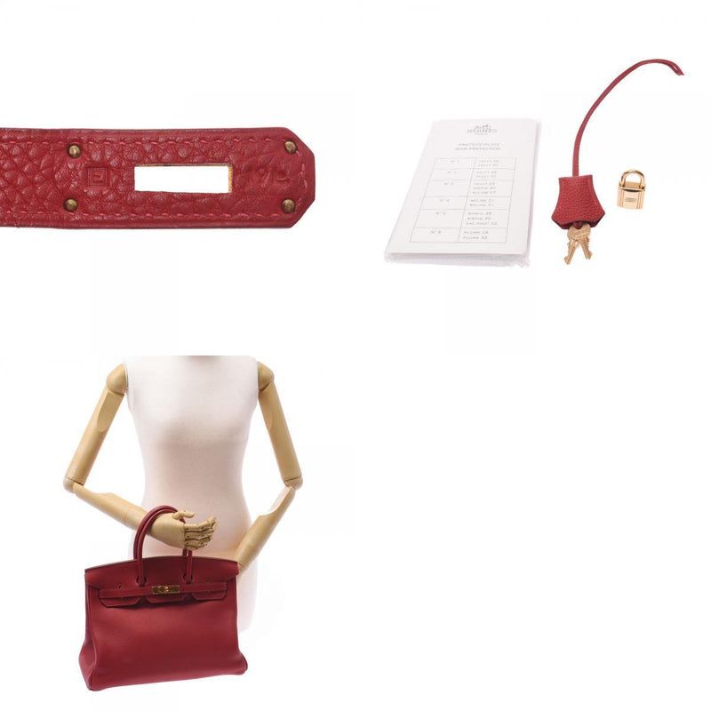 HERMES Hermes Birkin 35 Rouge Biff  E engraved around 2001 Unisex Togo handbag