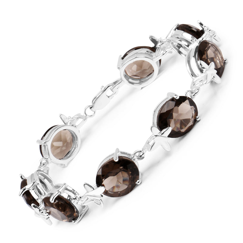 36.88 Carat Genuine Smoky Quartz .925 Sterling Silver Bracelet