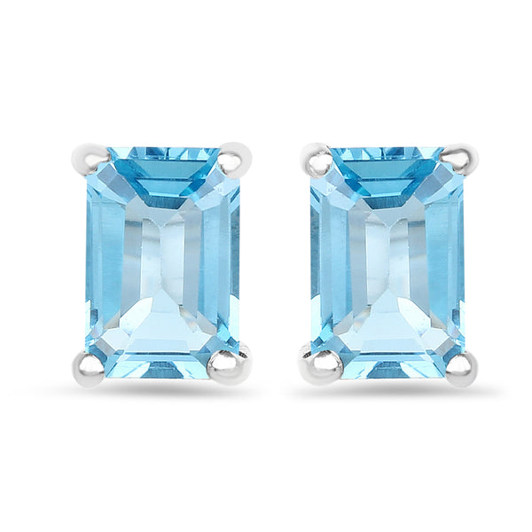 1.42 Carat Genuine Swiss Blue Topaz .925 Sterling Silver Earrings