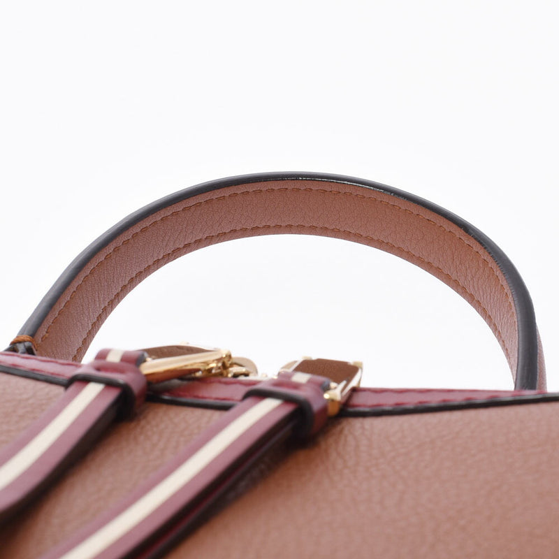 BALLY AMOEBA 2WAY bag brown / red ladies calf handbag