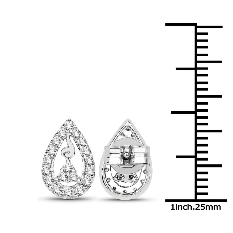 0.39 Carat Genuine White Diamond 14K White Gold Earrings (G-H Color, SI1-SI2 Clarity)