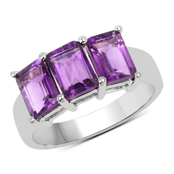 2.85 Carat Genuine Amethyst .925 Sterling Silver Ring