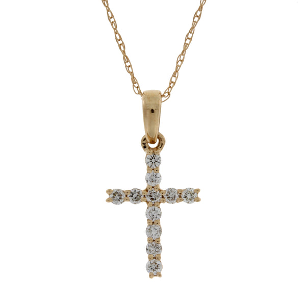 .15ct Diamond Cross Religious Pendant 14KT Rose Gold