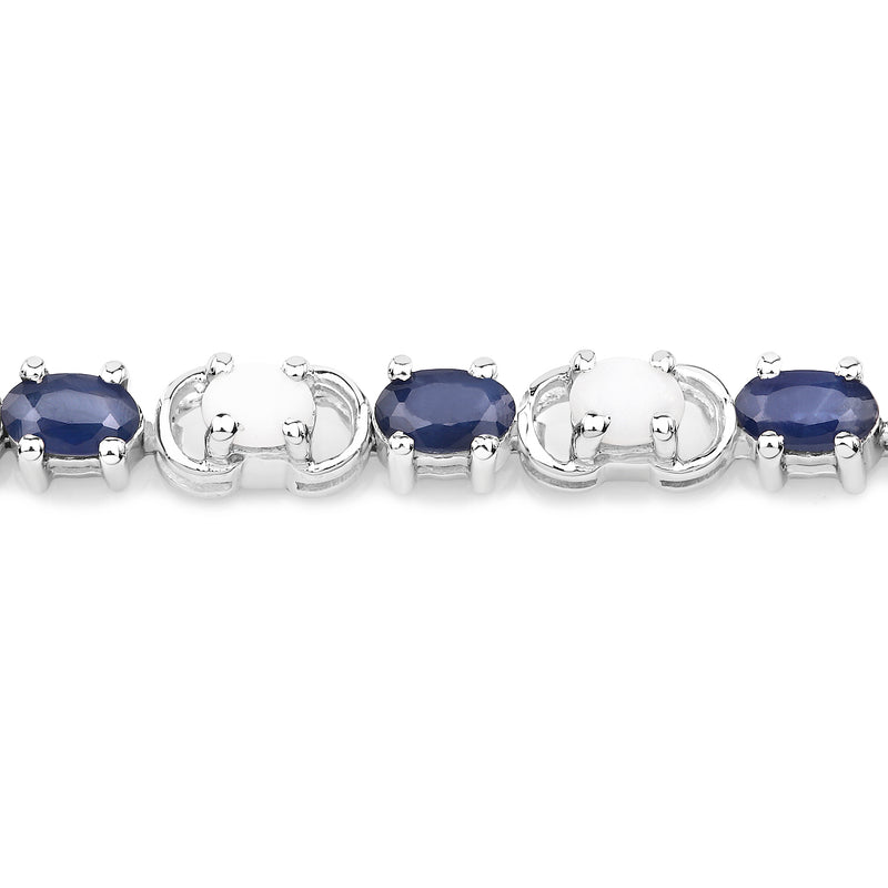 6.10 ct. t.w. Blue sapphire and opal Bracelet in Sterling Silver