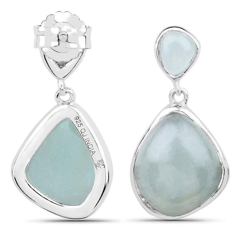 10.17 Carat Genuine Aquamarine .925 Sterling Silver Earrings