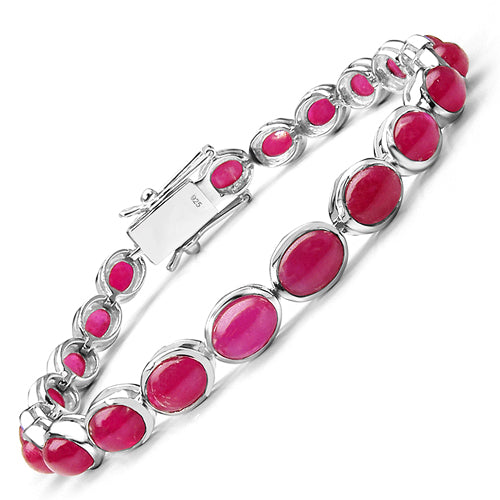 26.40 Carat Genuine Ruby .925 Sterling Silver Bracelet