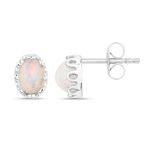 0.54 Carat Genuine Ethiopian Opal .925 Sterling Silver Earrings