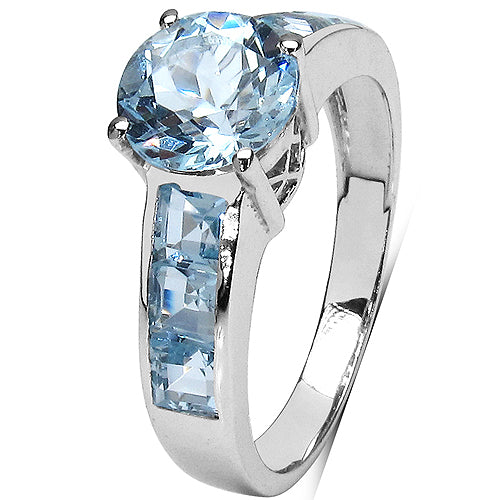 2.74 Carat Genuine Blue Topaz .925 Sterling Silver Ring