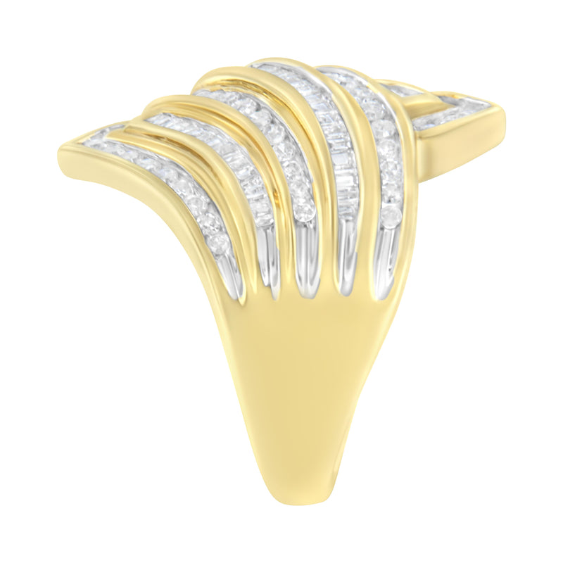 10K Yellow Gold 1 ct TDW Diamond Bypass Ring (I-JI2-I3)