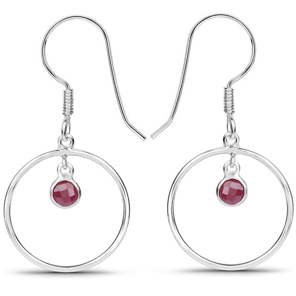 0.84 Carat Genuine Ruby .925 Sterling Silver Earrings