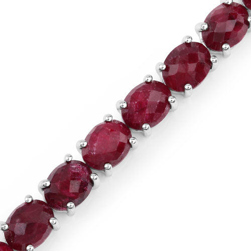 36.80 Carat Dyed Ruby .925 Sterling Silver Bracelet