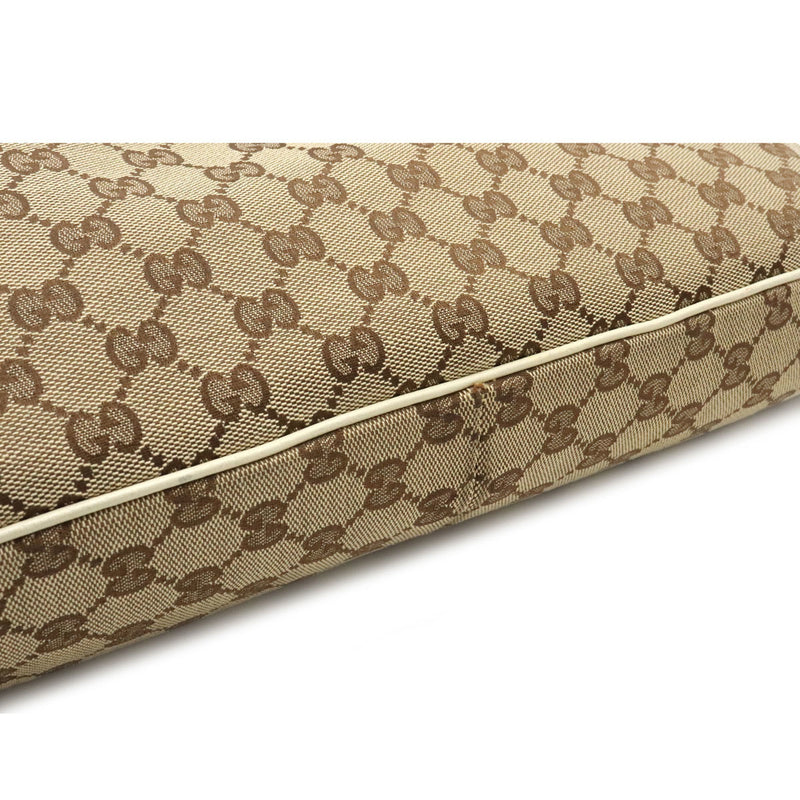 Gucci GG canvas tote bag shoulder leather khaki beige ivory white 163288