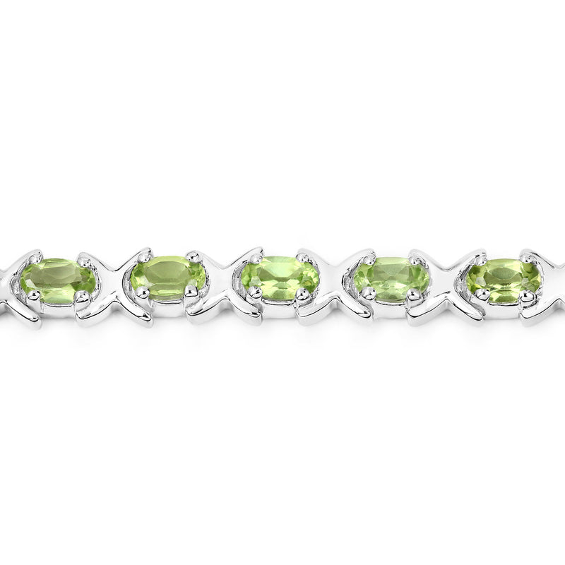 5.29 Carat Genuine Peridot .925 Sterling Silver Bracelet