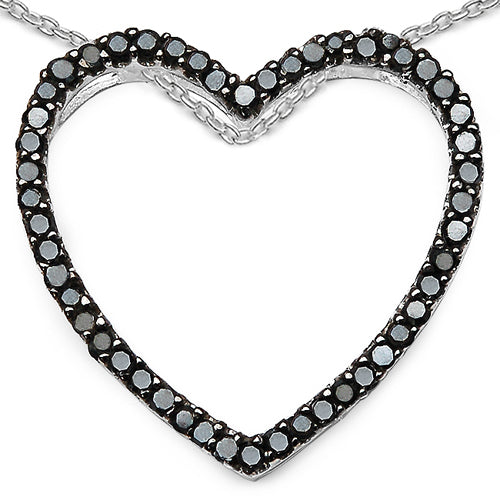 0.54 Carat Genuine Black Diamond Sterling Silver Pendant