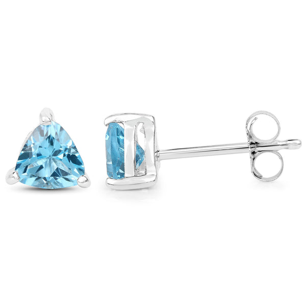 1.02 Carat Genuine Swiss Blue Topaz .925 Sterling Silver Earrings