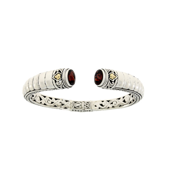 5.00ct Garnet Bangle Bracelet Sterling Silver 18KT Gold