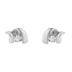 .925 Sterling Silver Round Cut Diamond Fashion Earrings (0.10 cttw, I-J Color, I2-I3 Clarity)