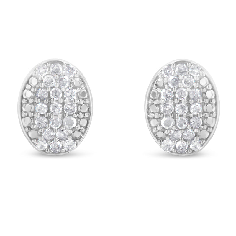 Sterling Silver Round Diamond Oval Cluster Earrings (1/2 cttw, I-J Color, I2-I3 Clarity)