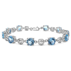 16.00 Carat Genuine Blue Topaz .925 Sterling Silver Bracelet