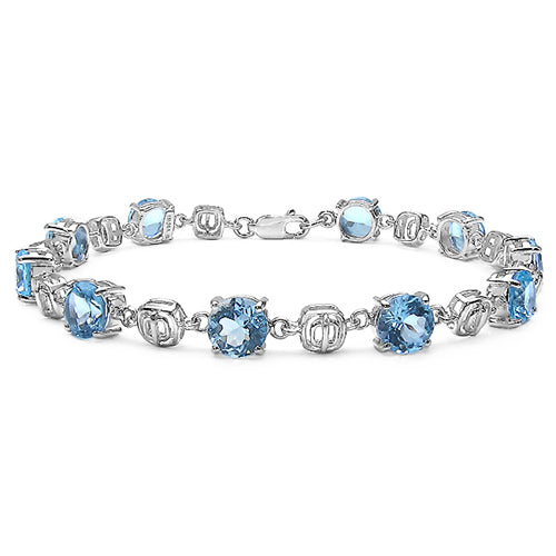 16.00 Carat Genuine Blue Topaz .925 Sterling Silver Bracelet