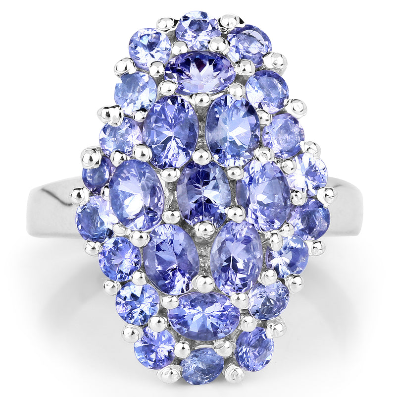 2.79 Carat Genuine Tanzanite .925 Sterling Silver Ring