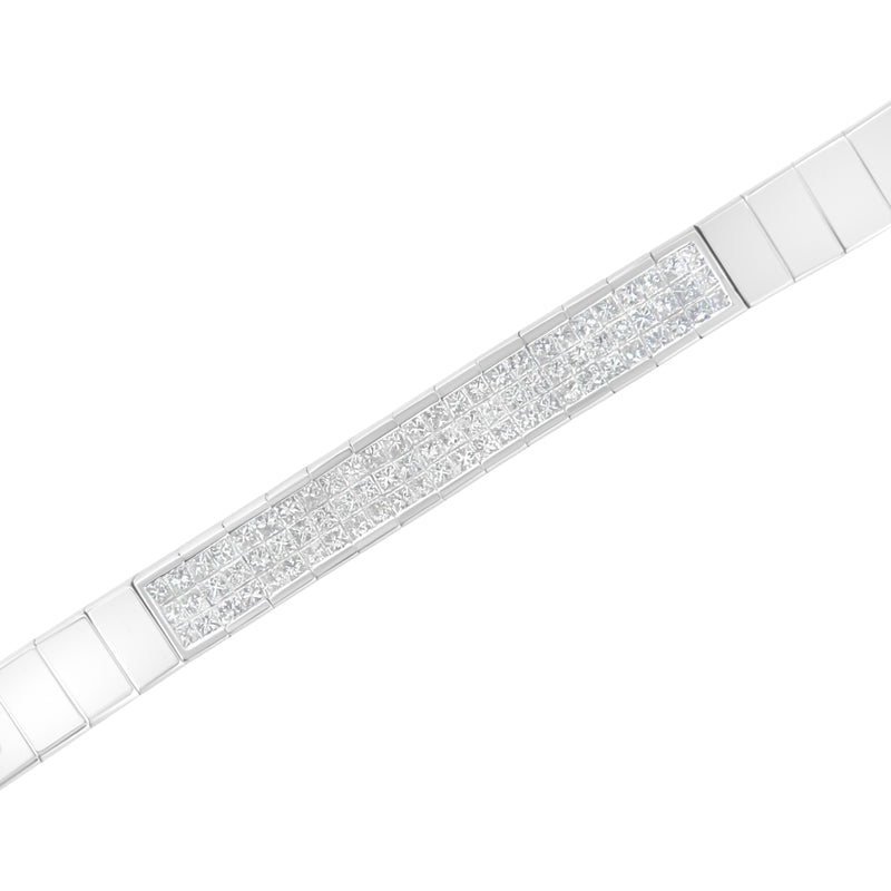 14K White Gold 2 1/8 Cttw Invisible Set Princess-Cut Diamond ID Tennis Bracelet (I-J Color, SI1-SI2 Clarity) - Size 7