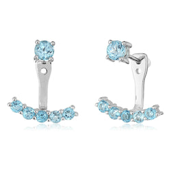 925 Sterling Silver Women Drop Dangle Earring Swiss Blue Topaz