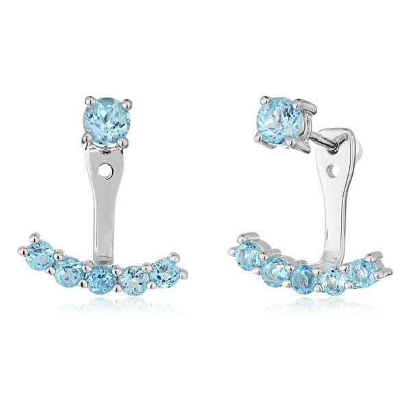 925 Sterling Silver Women Drop Dangle Earring Swiss Blue Topaz