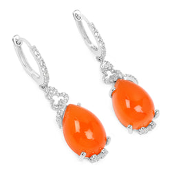 12.25 Carat Genuine Carnelian and White Topaz .925 Sterling Silver Earrings