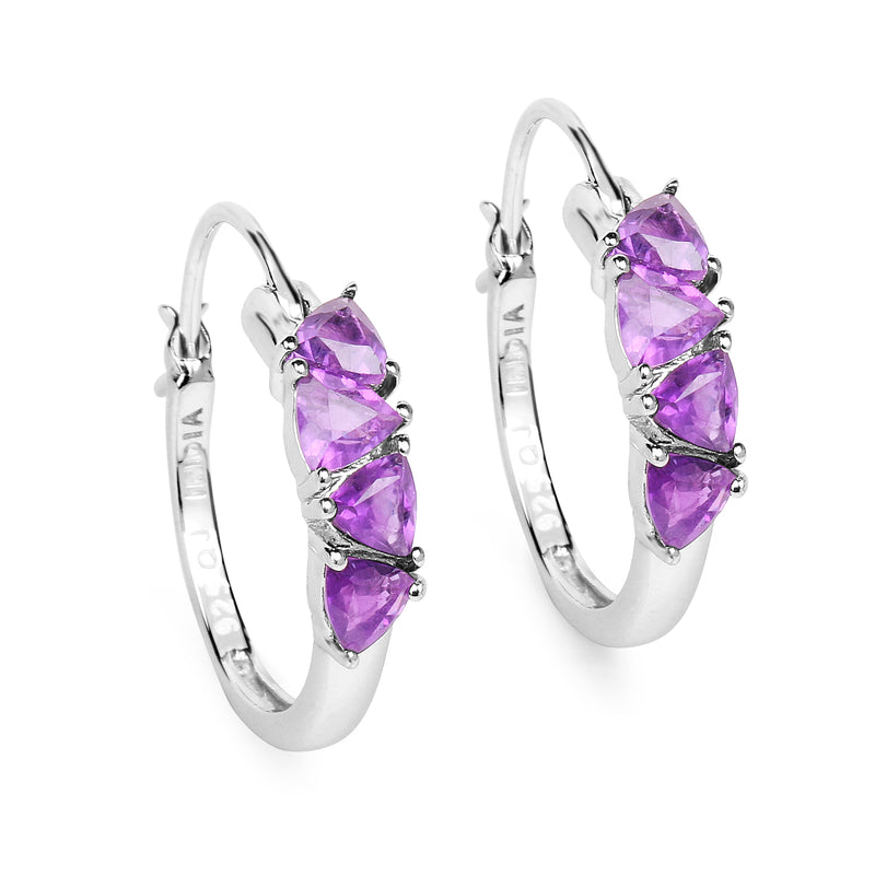 2.00 Carat Genuine Amethyst .925 Sterling Silver Earrings