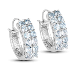 2.88 Carat Genuine Blue Topaz .925 Sterling Silver Earrings