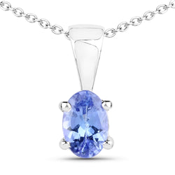 0.44 Carat Genuine Tanzanite .925 Sterling Silver Pendant