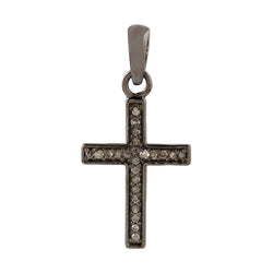 Pave Diamond Cross Design Charm Pendant 925 Sterling Silver Jewelry GIFT