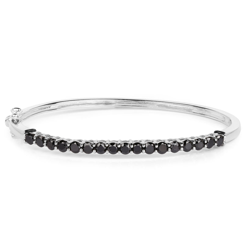 2.98 Carat Genuine Black Diamond .925 Sterling Silver Bangle