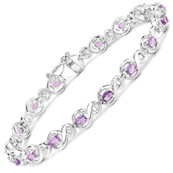 2.92 Carat Genuine Amethyst and White Diamond .925 Sterling Silver Bracelet