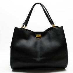 Salvatore Ferragamo Shoulder Bag Gancio Black Gold Leather
