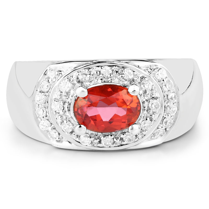 1.37 Carat Genuine Pink Topaz and White Cubic Zirconia .925 Sterling Silver Ring