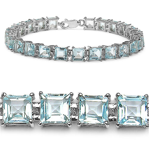 18.75 Carat Genuine Blue Topaz .925 Sterling Silver Bracelet