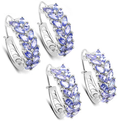 3.92 Carat Genuine Tanzanite .925 Sterling Silver Earrings