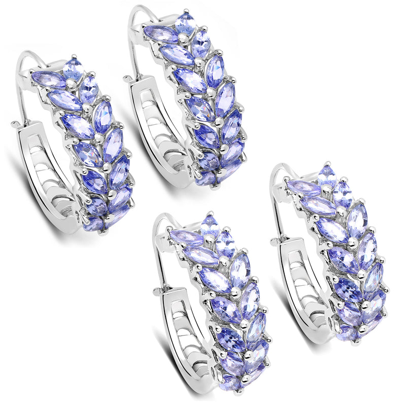 3.92 Carat Genuine Tanzanite .925 Sterling Silver Earrings