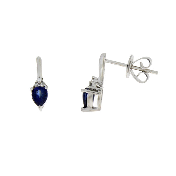 Genuine .63ct Sapphire Diamond Earrings 14KT White Gold