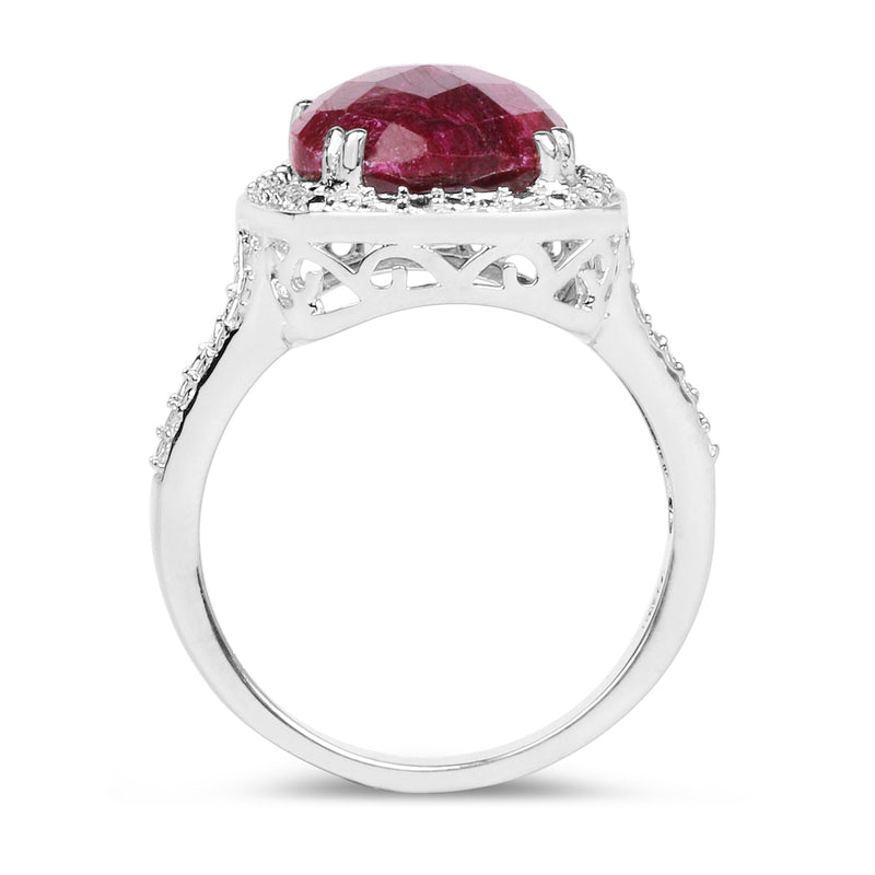 7.60 Carat Dyed Ruby .925 Sterling Silver Ring