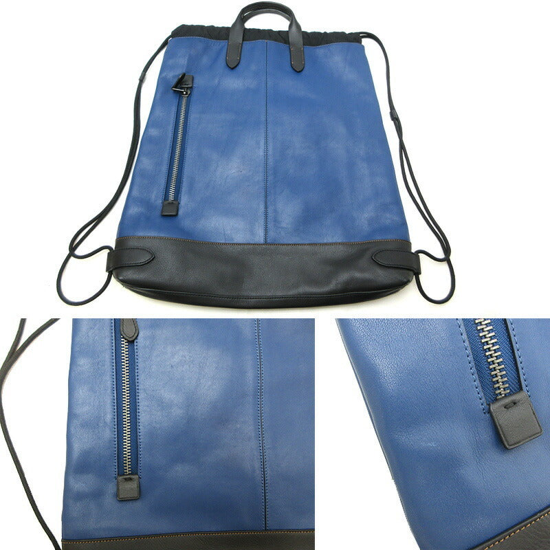 Coach COACH Rucksack Backpack Bag Drawstring Blue Black Mens Womens Leather Nylon E1921-76154 B4 Compatible