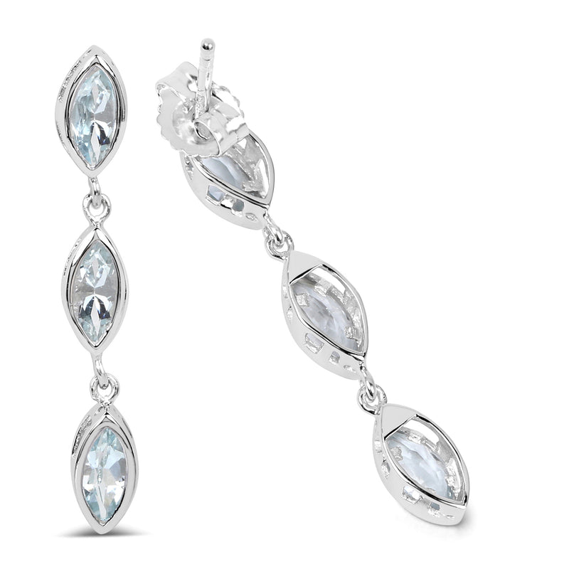 1.92 Carat Genuine Aquamarine .925 Sterling Silver Earrings