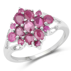 2.10 Carat Genuine Ruby .925 Sterling Silver Ring