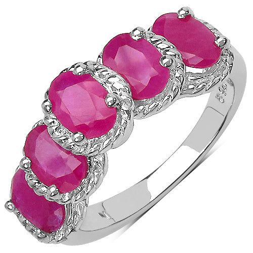 3.20 Carat Genuine Ruby Sterling Silver Ring