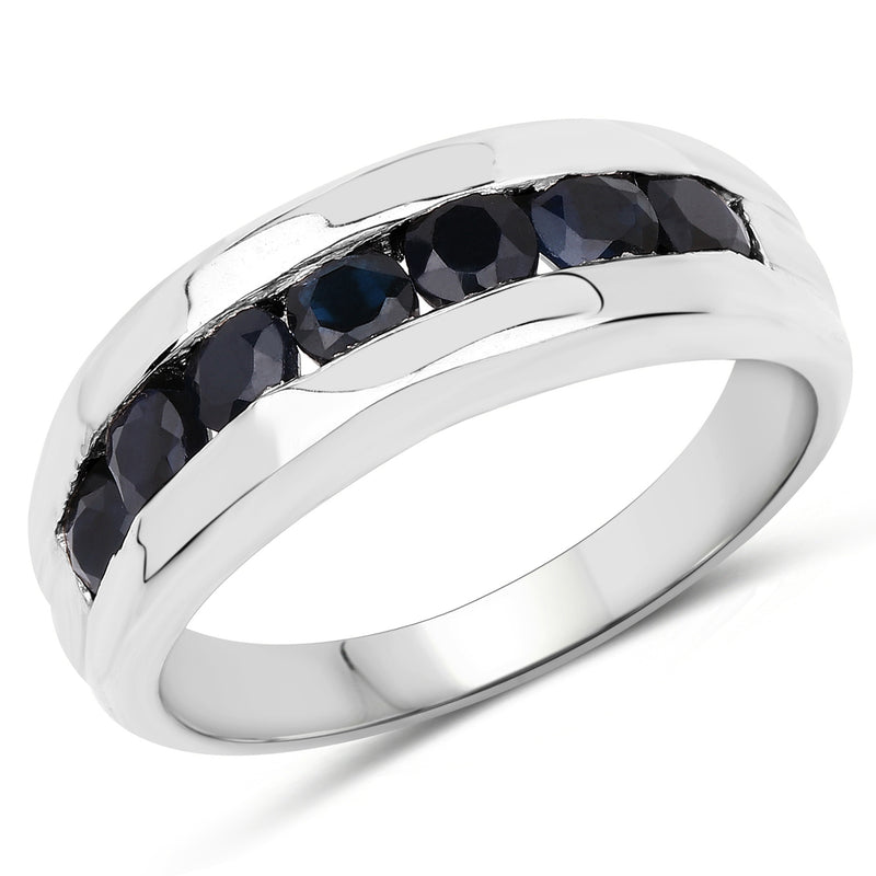 0.96 Carat Genuine Blue Sapphire .925 Sterling Silver Ring